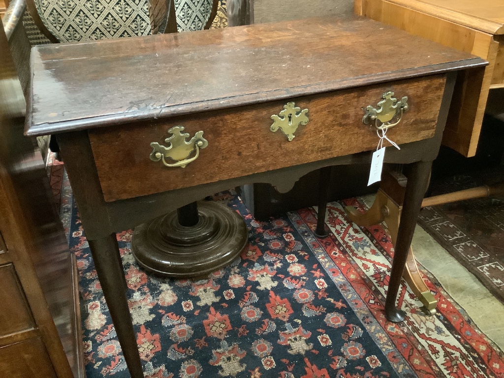 An early 18th century oak side table, width 76cm depth 45cm height 68cm